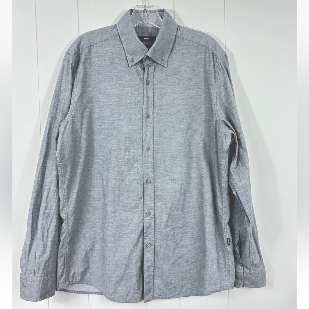 BOSS Hugo Boss Shirt Mens Sz L Regular Fit Long Sleeve Cotton Button Down Oxford